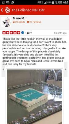 Yelp review from previous location!