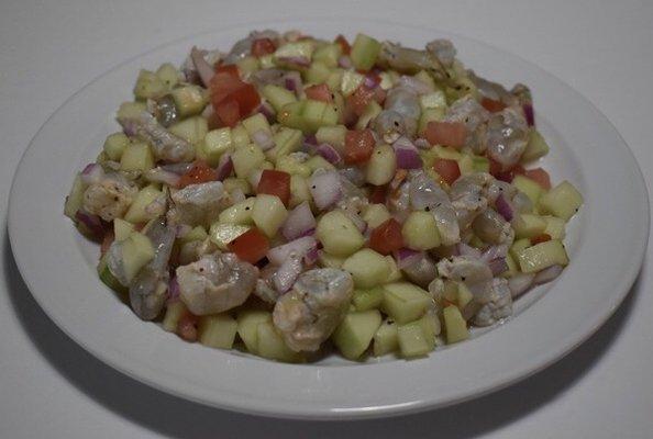 El Crudo Ceviche (Raw shrimp ceviche)