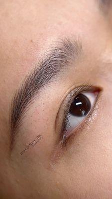 Nano hair-strokes with organic pigments