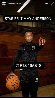 Timmy Anderson Freshman 2022-23 Basketball CIF Player of the Year.