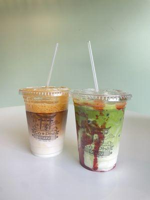 Iced Vietnamese Latte ($6.99) & Iced Strawberry Matcha ($7.99)