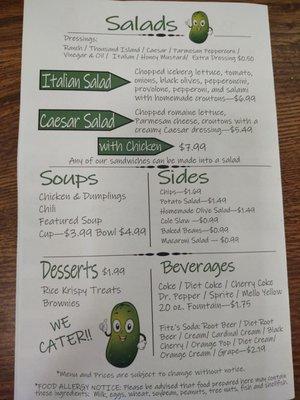 Twin city menu