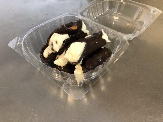 Chocolate dipped cannolis