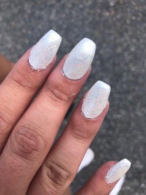 This is not what I asked for and I asked her to repaint them and she said no and she said I had to have white under the glitter