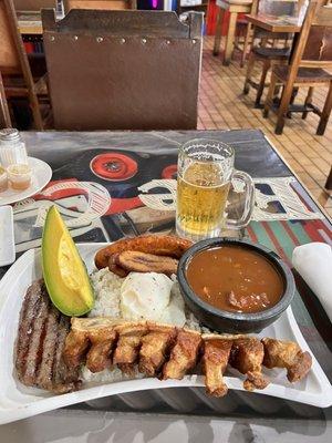 Bandeja Paisa with Águila beer