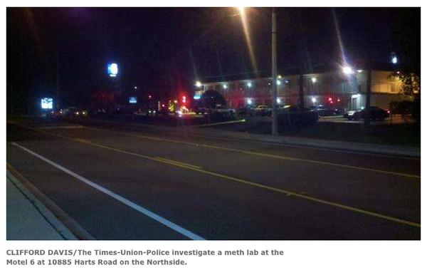 Confirmed meth lab evacuation.