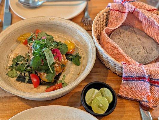 Grilled Day's Catch with a side of fresh tortillas