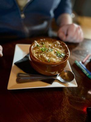 Caramelized onion sausage soup