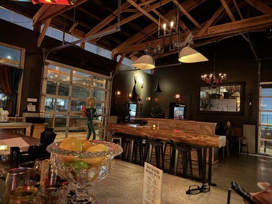 Indoor seating and south side entrance