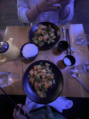 Tofu Szechuan Garlic, Shrimp Hunan