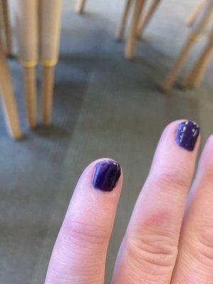 Inconsistent color on dip powder nails.