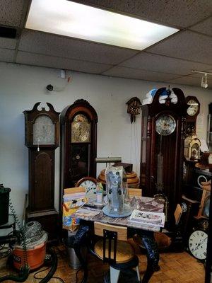 Beautuful clocks are some of the many antiques available