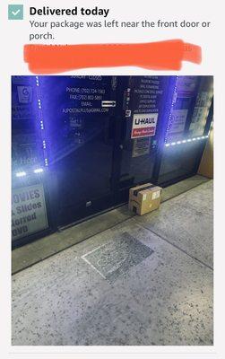 Dropped off at 6:30am. Yes, stolen. The store opens at 10:00am.