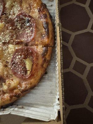 What we got for the Caribbean pizza is not remotely what was expected, and it was cold by the time it arrived.