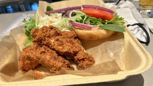 This is an example of fried chicken but not from pot o wings. I don't have a picture of that.