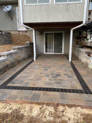 Patio, retaining walls