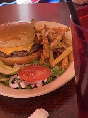 Burger and fries