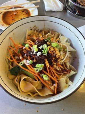 Hot chili oil flat noodle