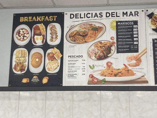 Breakfast and Fish menus