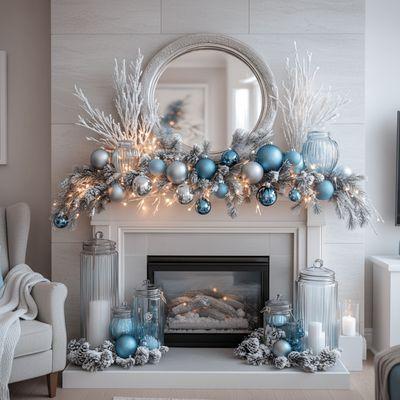Holiday mantle decor by Signature Decor Design