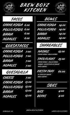 Brew Boyz Menu