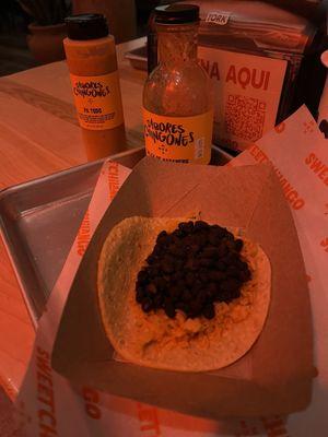 Kids bean taco no cheese