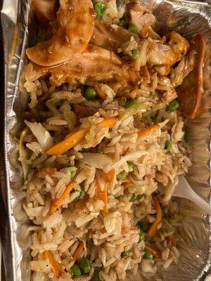 An inedible version of a Korean rice bowl which in no way authentic. The chicken tasted like it wasn't completed cooked.