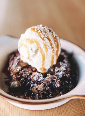 Chocolate stout cobbler with mexican vanilla ice cream