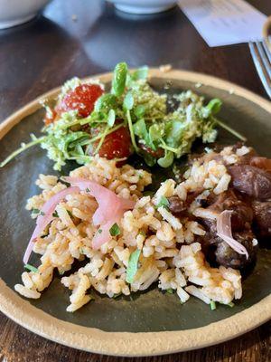 Rice and beans and tomato salad. Yum.