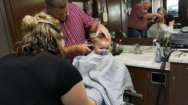 Jack S.  gets his first Barbershop Haircut