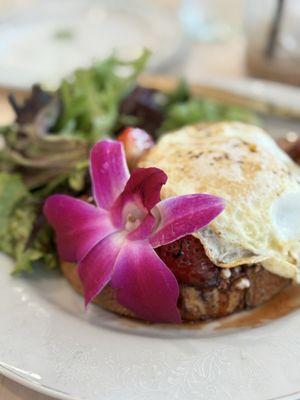 Strawberry toast and over easy egg... next time I'll ask for the egg on the side, not on top, but still delicious