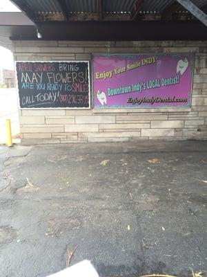 Sign near parking lot