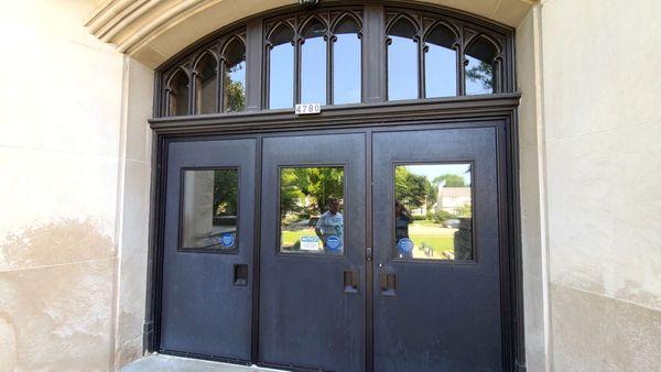 D' Front door Cumberland Grade School Whitefish Bay WI Sat 7-27-24