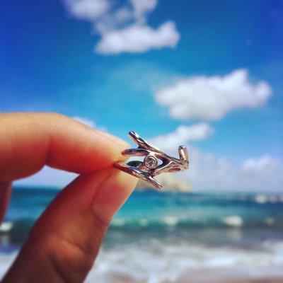 Coral branch white gold ring