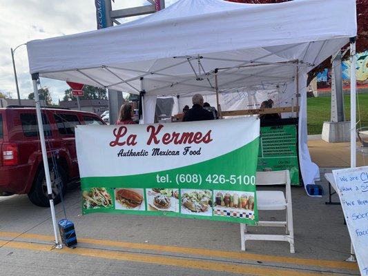 Food stand setup at Janesville Farmer's Market
