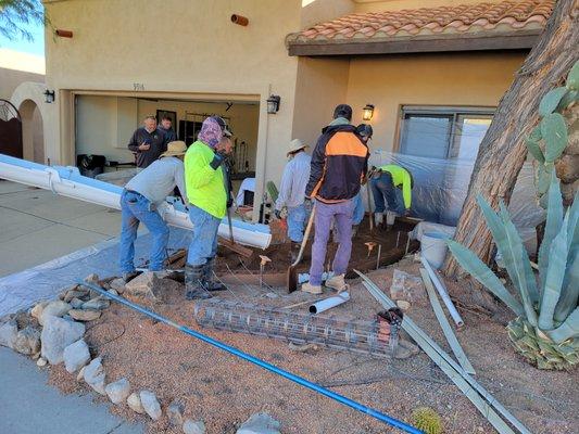 Blarney Stone Crew pouring concrete