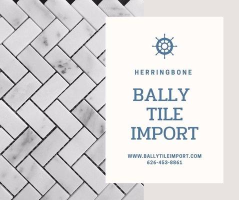 carrara white herringbone design