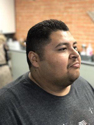 My boy Juan got a Hot Towel Shave plus a fresh haircut.