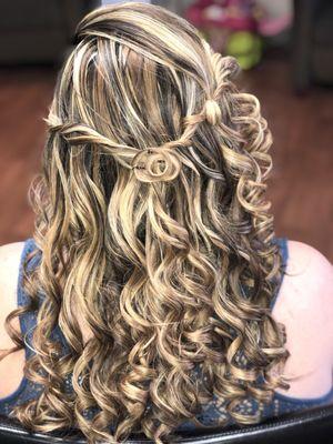 Half updos with curls prom hair