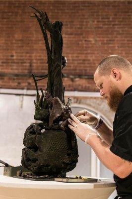 FIKA NYC created a chocolate sculpture throughout the weekend of The Big Chocolate Show. So super cool!