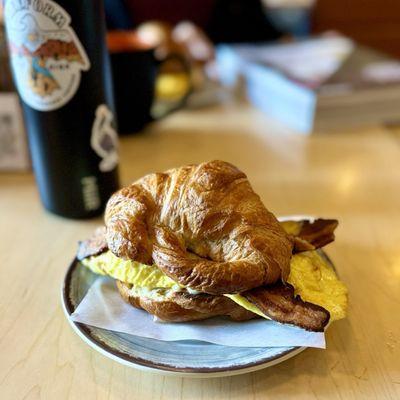 Bacon breakfast sandwich and bottomless coffee.