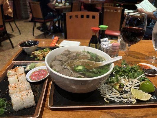 Fried Dumplings, Spicy Tuna Roll, and a huge bowl of Pho.