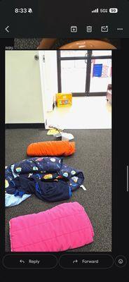 Gaslighting me saying other kids stuff is also on the floor, when I went to go back to get supplies.