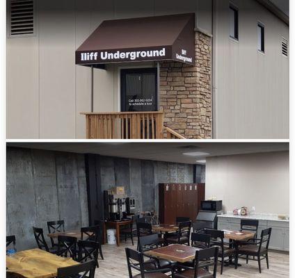 We meet for worship at the Iliff Underground cowork building.