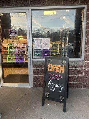 Entrance with weekly special