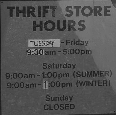 Hours as of May 14 2016