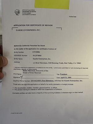 here jack osborn forged a cert. of revivor