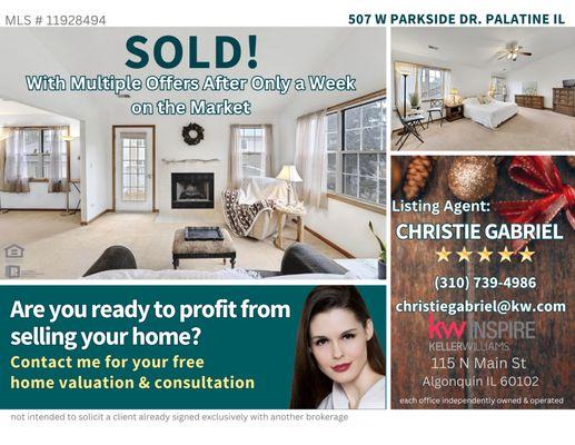 My latest Listing sold in less than a week with multiple offers. Proud to say this is typical of a full service agent like me.