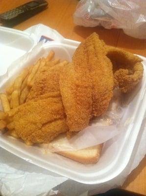 5 piece cat fish filet meal.