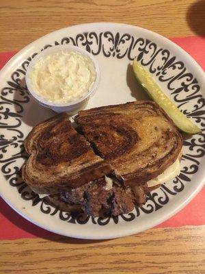 Patty melt with side of coleslaw